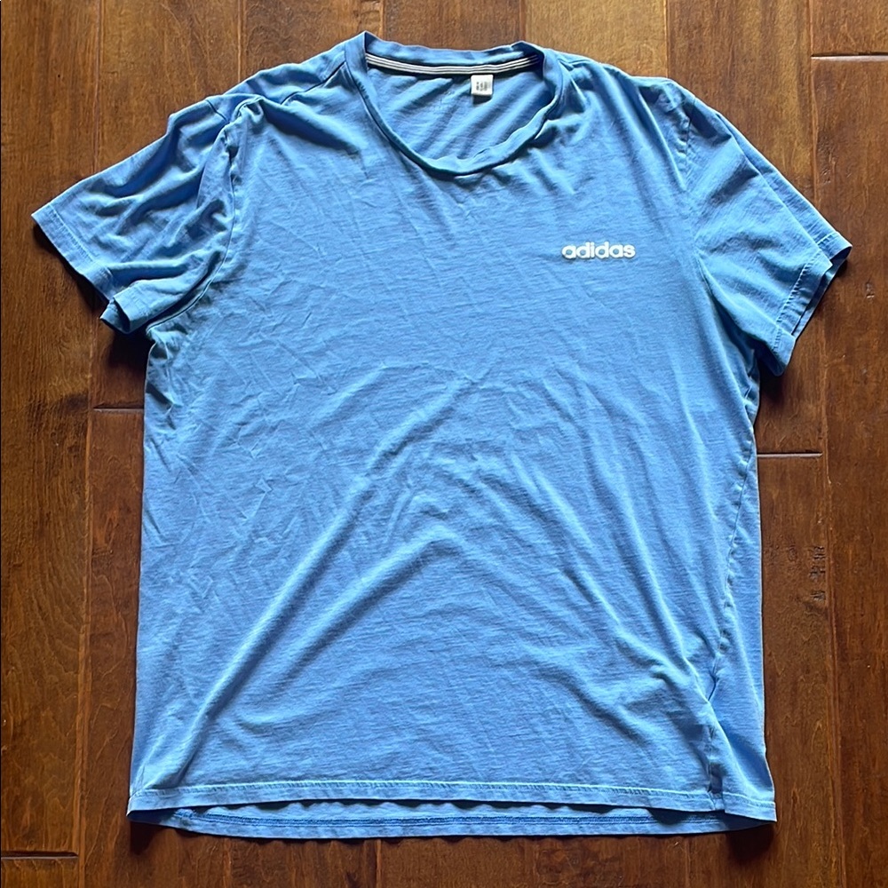 Adidas Sky Blue Logo Tee T Shirt Men’s Size Large L Athletic Top